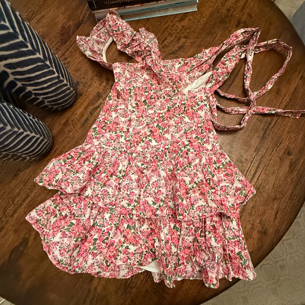 Hello Molly Pink Floral Ruffle Dress